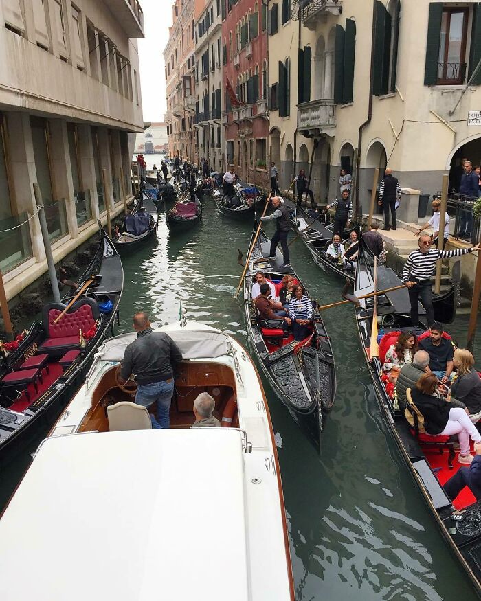 First A Romantic Gondola Ride. Just A Bit Of Traffic First A Romantic Gondola Ride. Just A Bit Of Traffic
