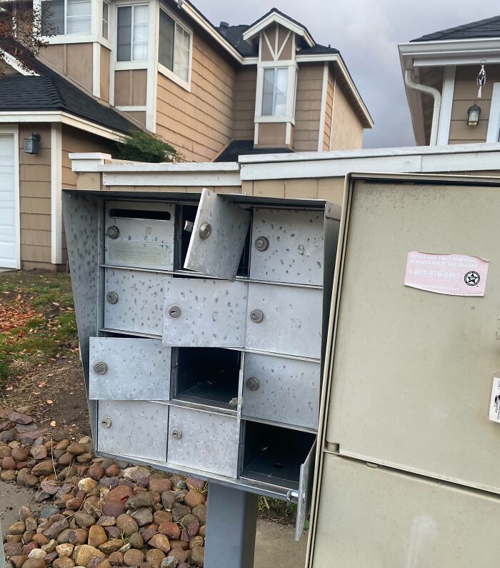 Went To My Neighborhood Mailbox To See All Of Them Busted Wide Open. Was Expecting Some Christmas Stuff Went To My Neighborhood Mailbox To See All Of Them Busted Wide Open. Was Expecting Some Christmas Stuff
