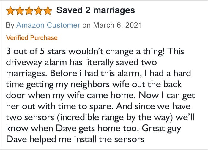 Driveway Alarm Saved 2 Marriages Driveway Alarm Saved 2 Marriages
