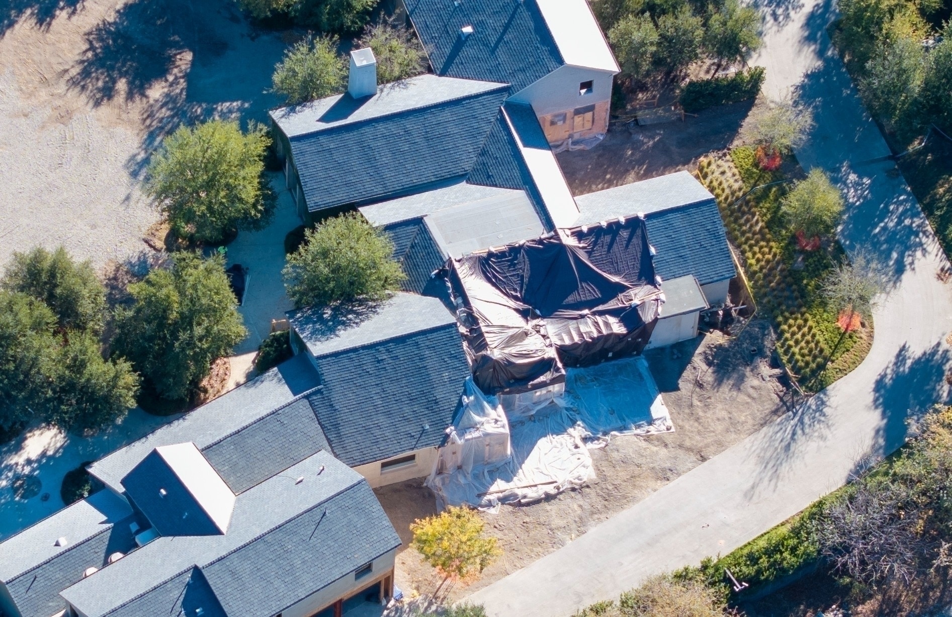 Kim Kardashian's $60m Hidden Hills mansion seen abandoned in new aerial photos as property undergoes major renovations