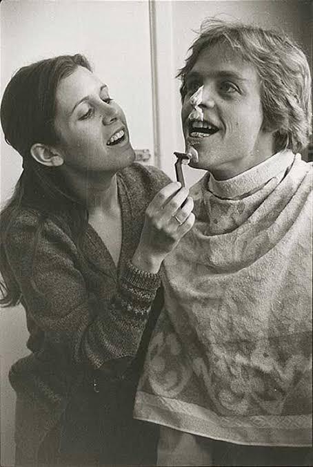 Carrie Fisher and Mark Hamill on the set of the original Star Wars movie : r/StarWars