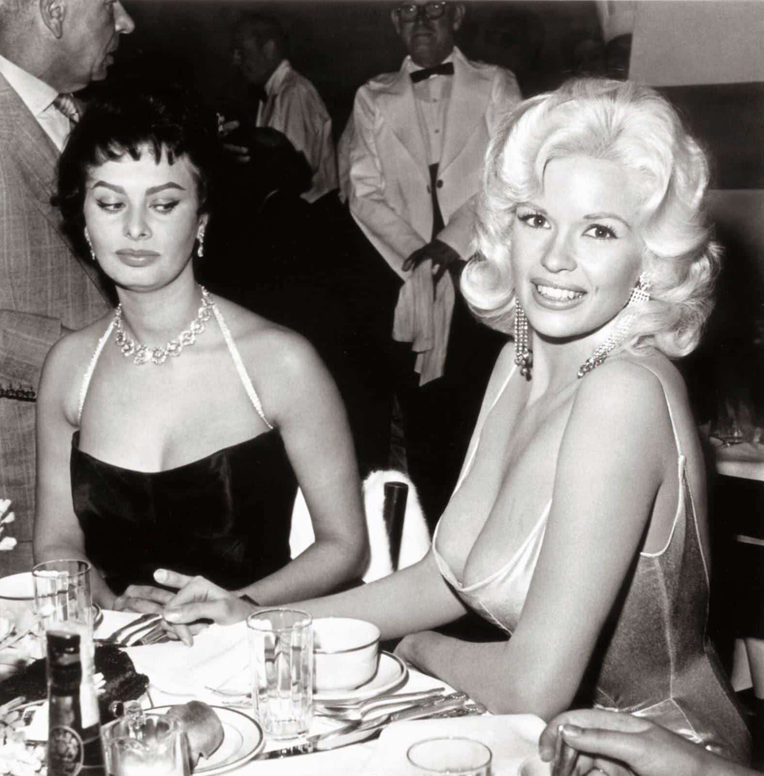 The infamous side eye: Sophia Loren and Jayne Mansfield at a Paramount  Pictures party (1957) : r/popculturechat