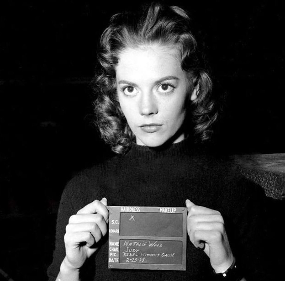 Hair and makeup test for Natalie Wood as Judy in Rebel Without a Cause,  1955.